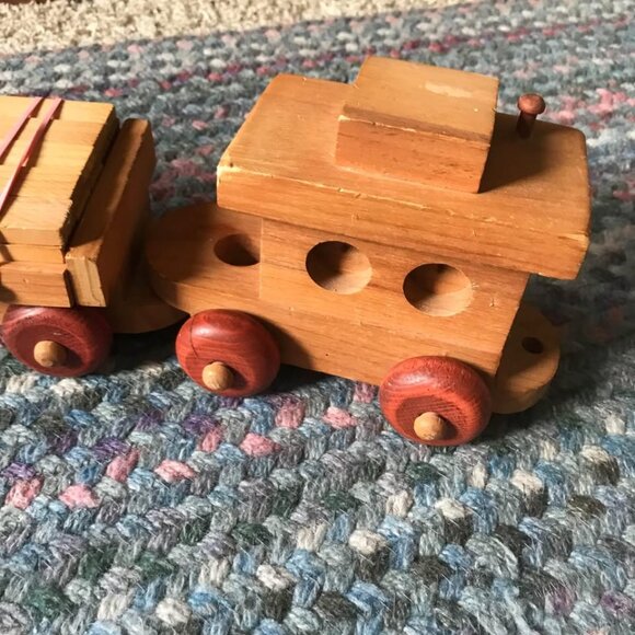 Antique Montgomery Schoolhouse Large Wooden Train from 80’s Large - Picture 5 of 10
